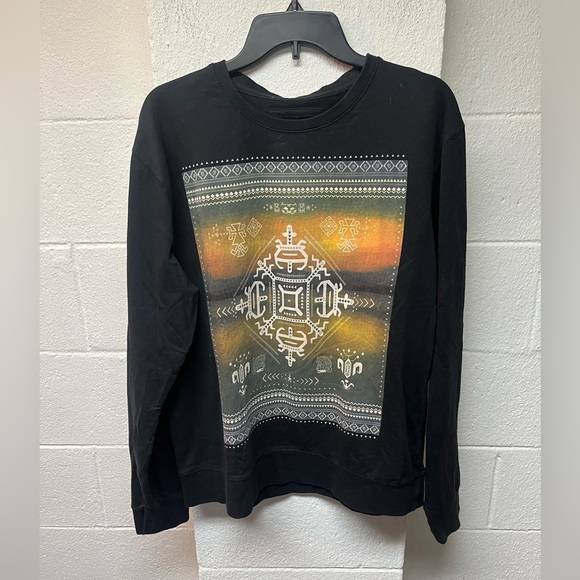 Carbon Black Sweater with Geometric Design. Large - Picture 1 of 4